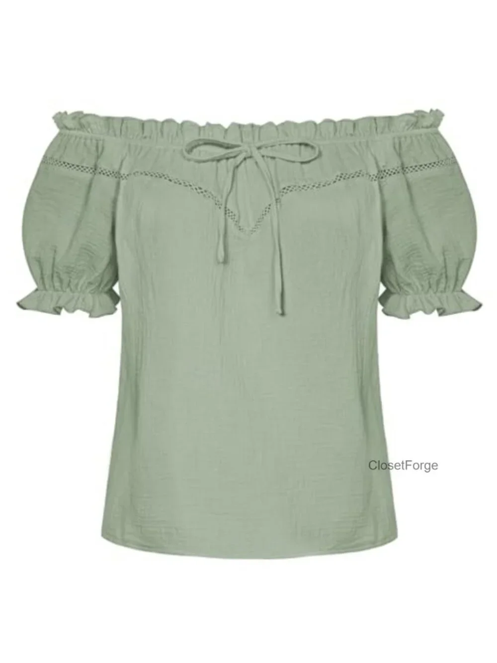 Off Shoulder Peasant Blouse for Women Cotton Puff Sleeve Loose Fit